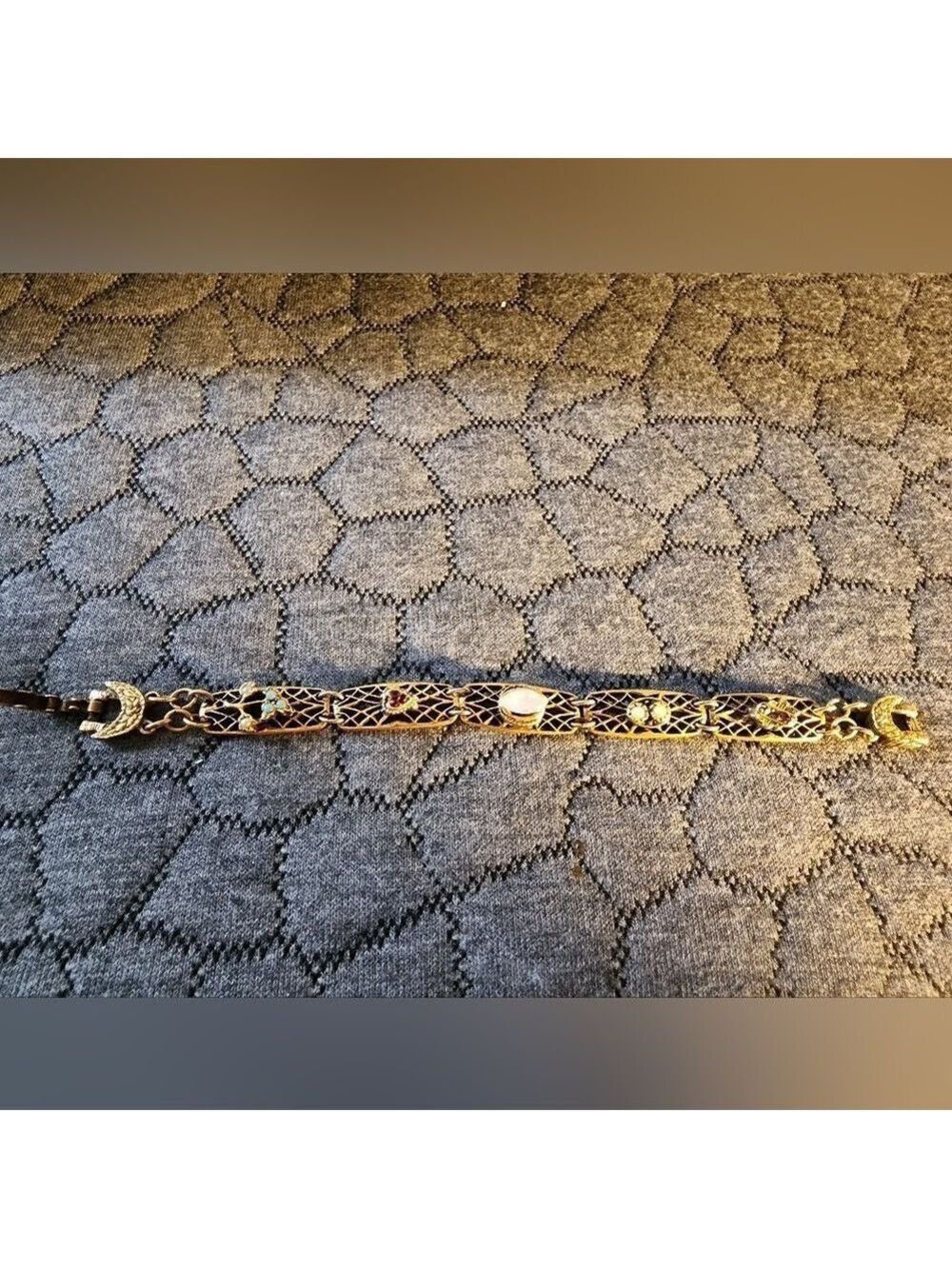 Vintage Gold and Gemstone Bracelet signed Goldette NY